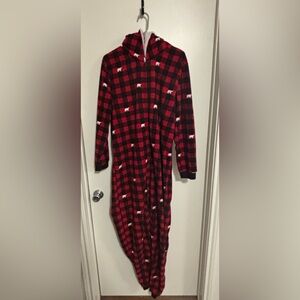 Red and Black Buffalo Check Plaid Pajamas Onesie